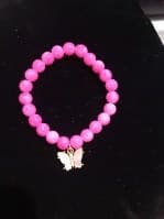 Pulsera Piedra Rosa — Dije de Mariposa Rosa