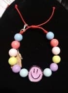 Pulsera Bolas Chicle De Colores #8 — Pasador Carita Feliz Rosa